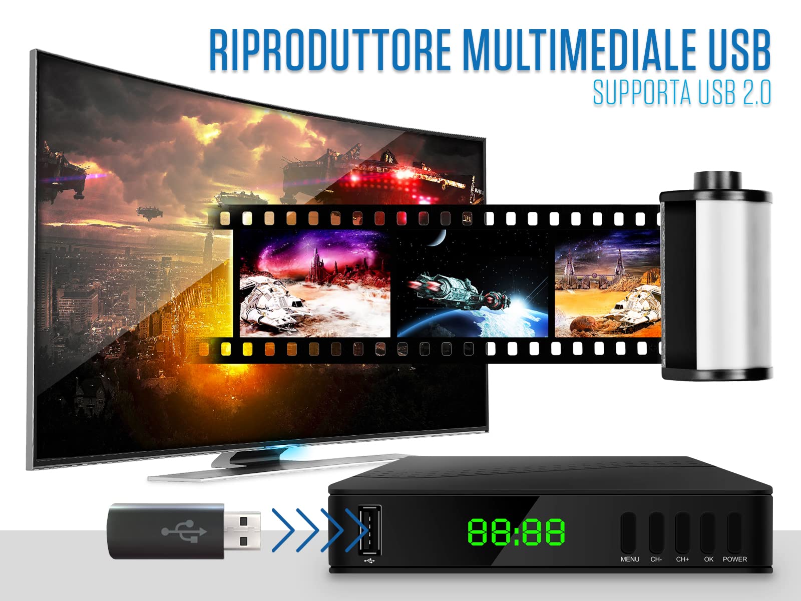Atlantis Smartix DH17 Numérique Terrestre DVBT/DVBT2/HEVC mpeg2/mpeg4 H264/H265