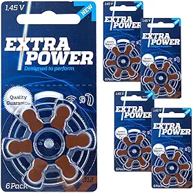 30 Pilhas Baterias 312 PR41 Aparelho Auditivo Extra Power 5 Cartelas C/ 6 Unidades