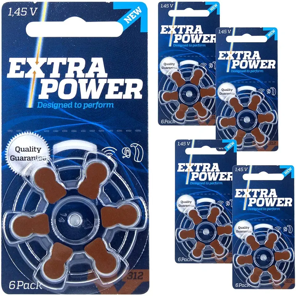 30 Pilhas Baterias 312 PR41 Aparelho Auditivo Extra Power 5 Cartelas C/ 6 Unidades