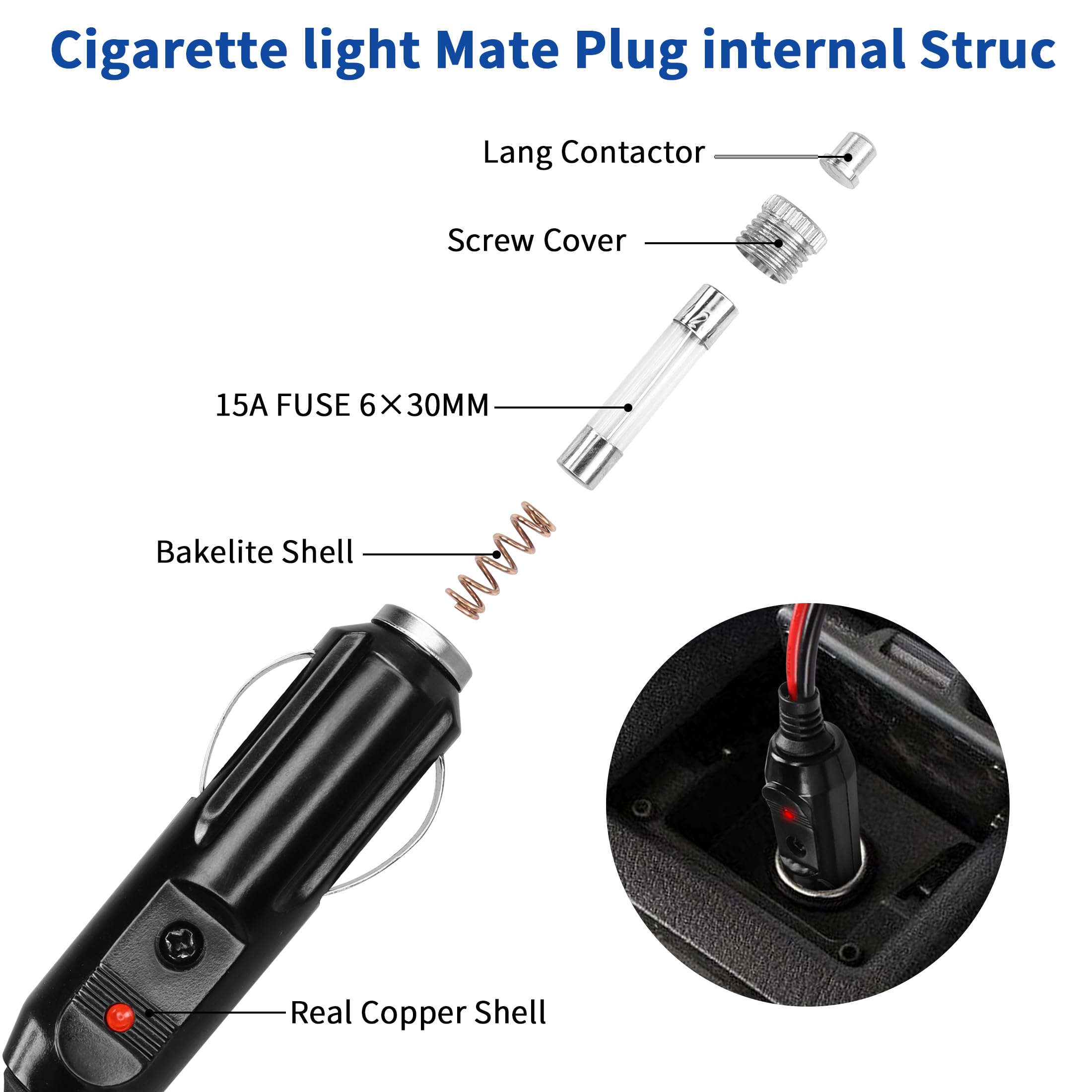 Cavo Prolunga SAE A Accendisigari 3m 14 AWG - Adattatore Sgancio Rapido Con Cappuccio Antipolvere