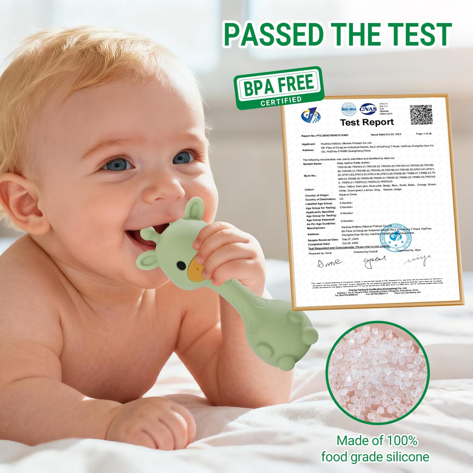Joyvity Teething Toys for Baby Silicone Teether for Toddler Infant Baby's Chew Toys, Baby Rattle Toys, BPA-Free - Image 3
