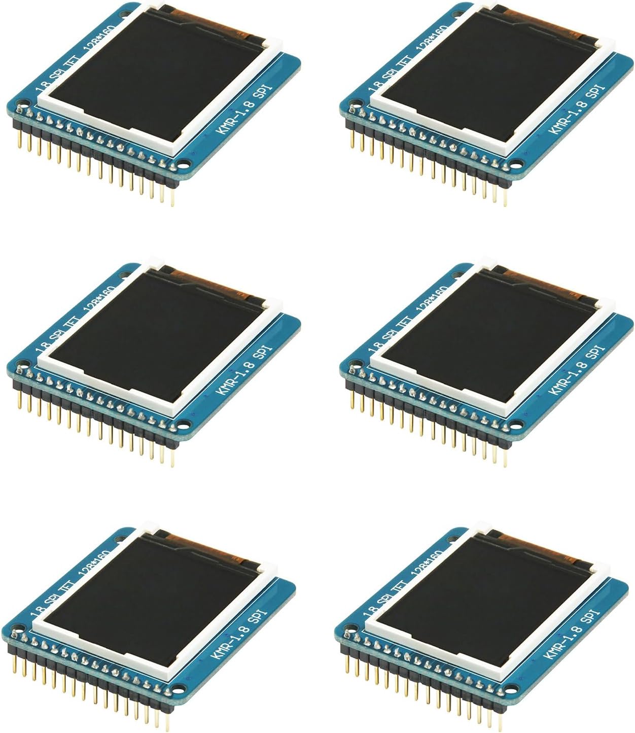 6-Pack 1.8-Inch ST7735R SPI 128 * 160 TFT LCD Display Module with PCB