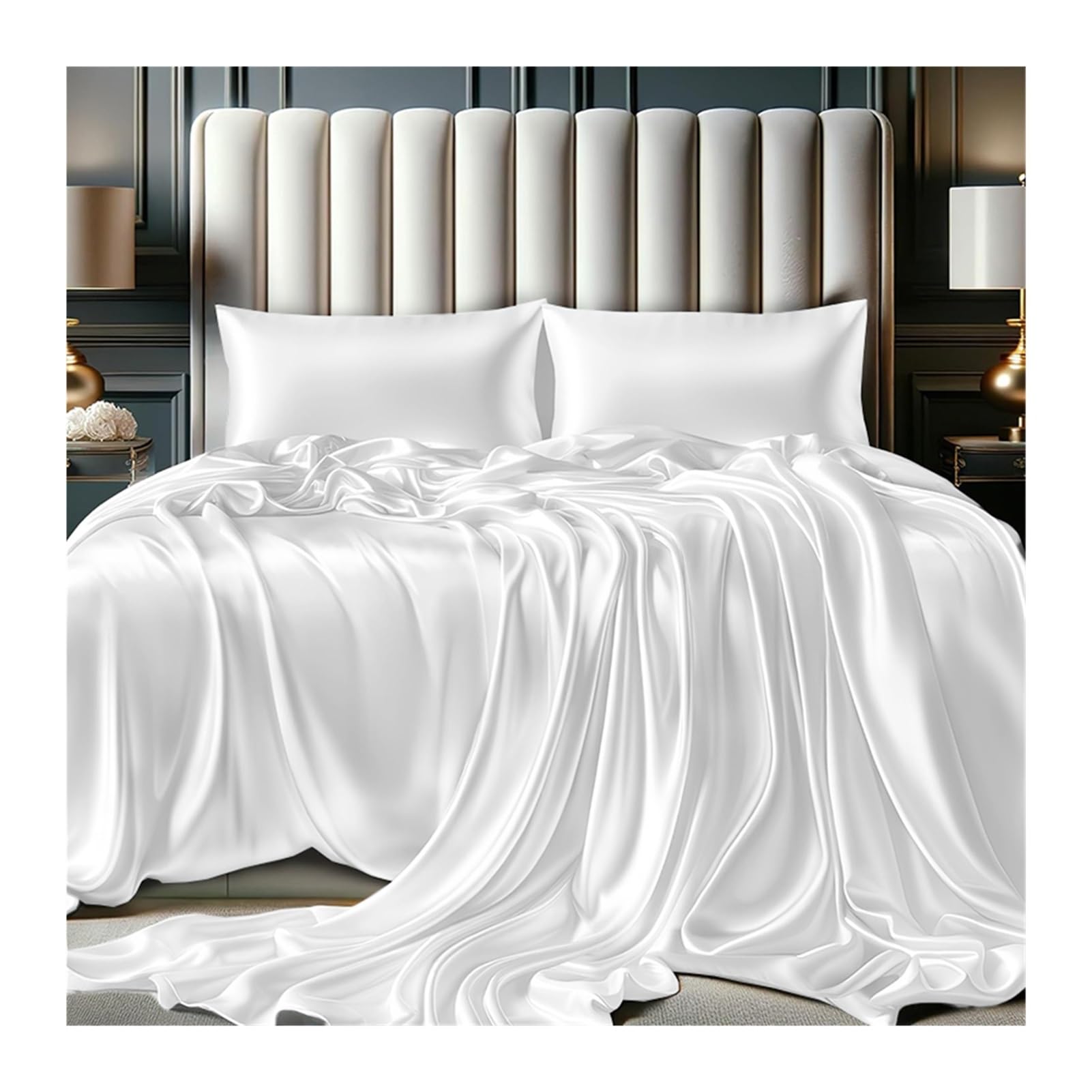 100% österreichische Eukalyptus Bettlaken ohne Gummizug kühlend für heiße Schläfer Tencel-Lyocell Betttuch Haustuch Laken ohne Gummi Seidig Weich Glatt(White,230x250cm)