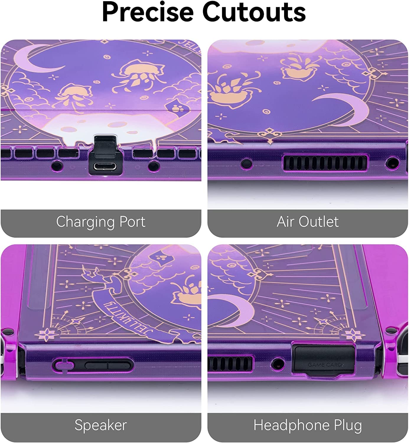 GeekShare Schutzhülle für Switch OLED-Modell, weiches TPU, schlanke Schutzhülle, kompatibel mit Switch OLED-Konsole und Joy Con (Jellyfish Cat)