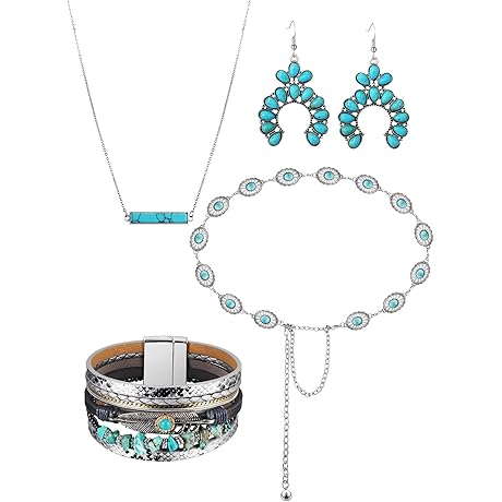 Turquoise Western Fashion Accessories 4-Piece Set