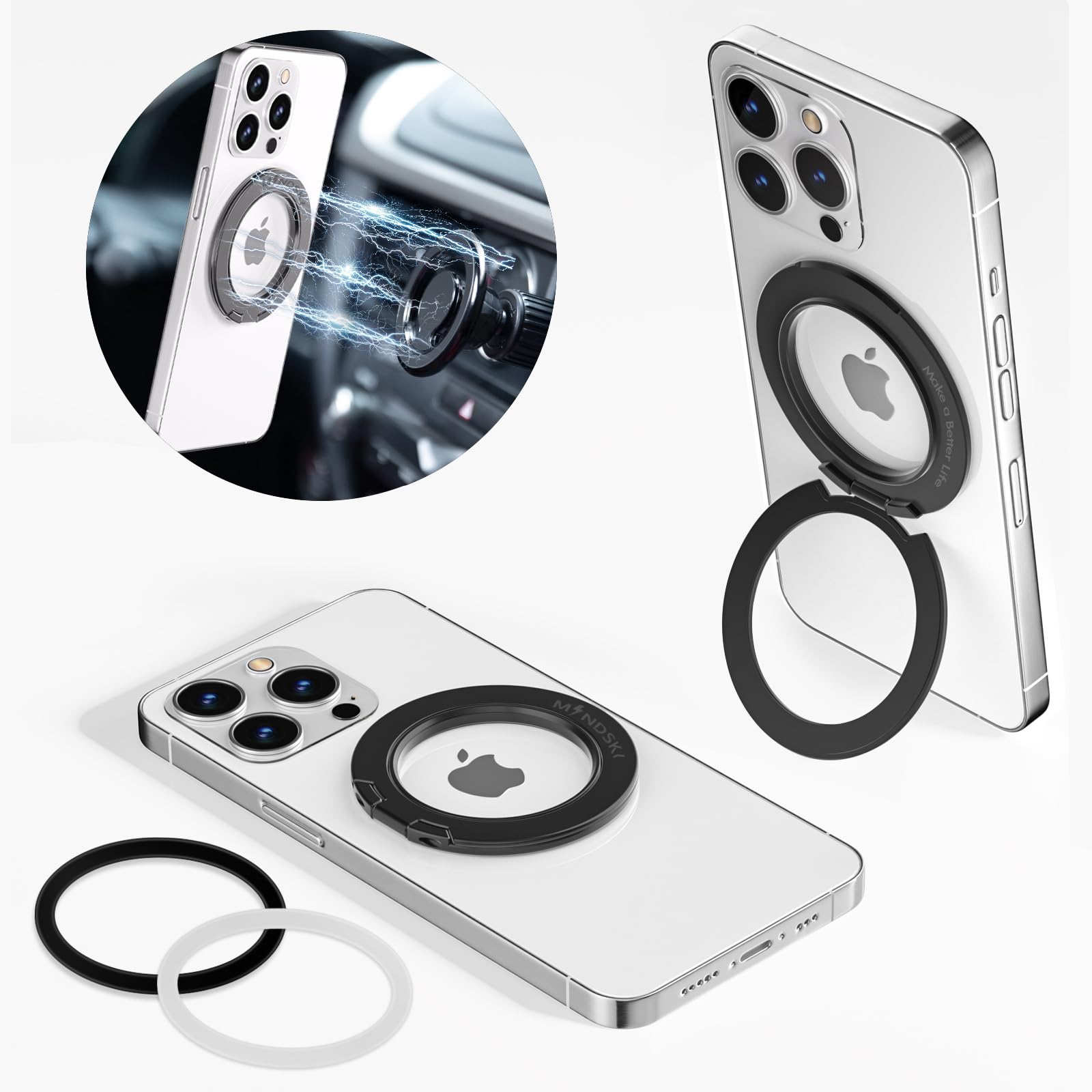 Amazon | Mindsky2024革新スマホリング、両面強力磁気magsafeリング