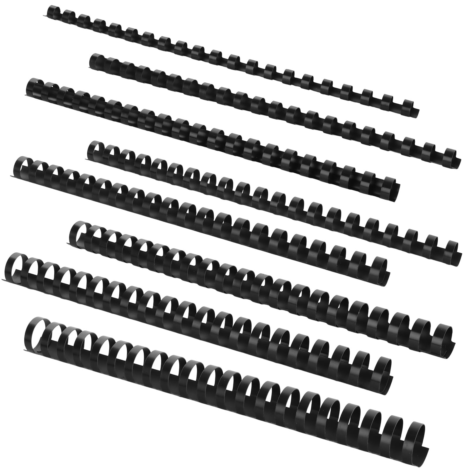 LDXDRU 160PCS Binding Combs for A4 Paper, Variety Pack with 8 Sizes from 10mm to 25mm, 21 Ring Plastic Comb Binding Spines for Office and School Documents, Black