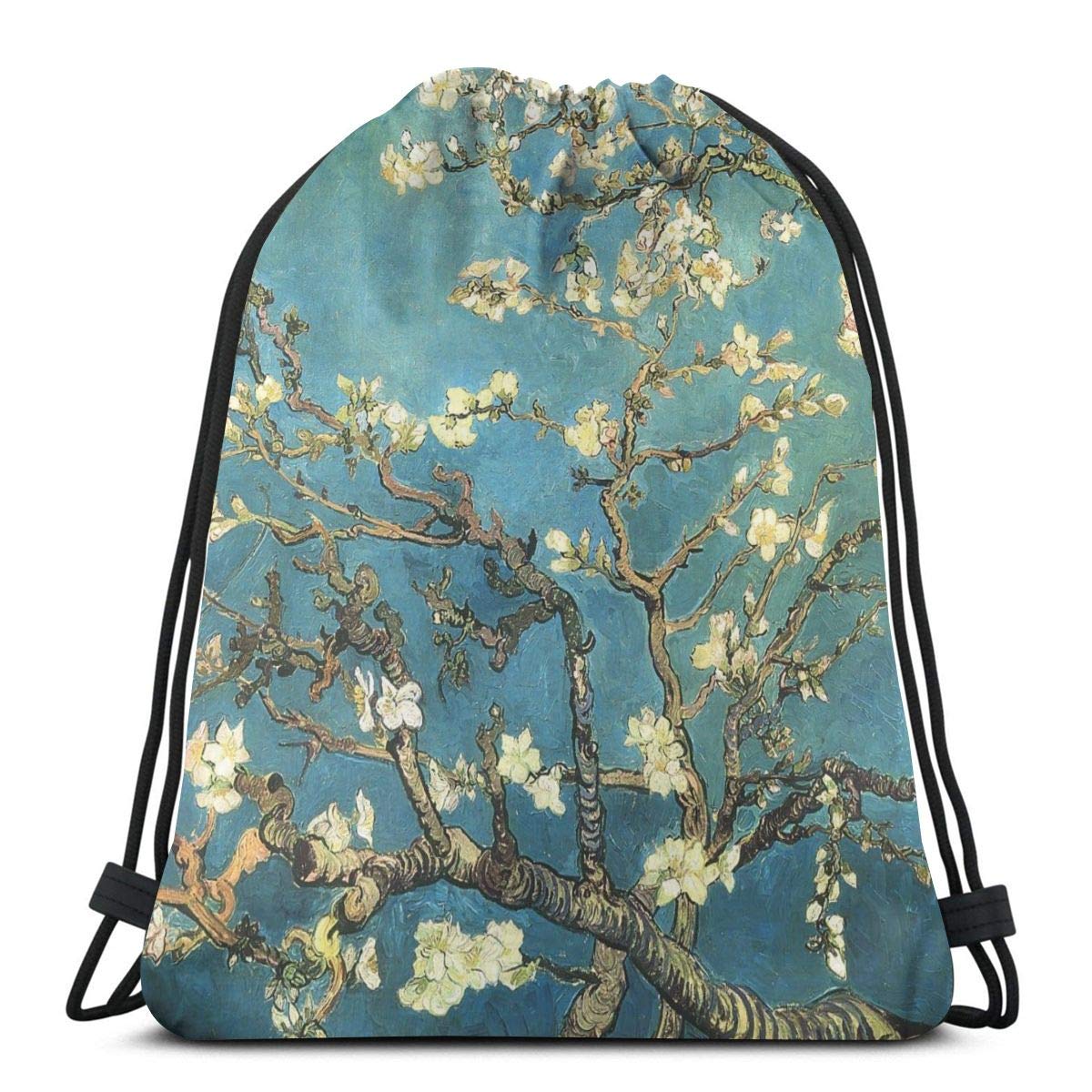 TMVFPYRBlossoming Almond Tree Drawstring Backpack Water Resistant Lightweight Gym Sackpack For Hiking Yoga Gym Swimming Travel Beach