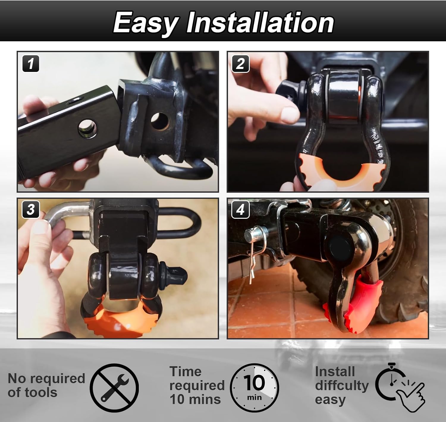 2” Rear Trailer Hitch No Drilling & Shackle Receiver with 3/4'' D Ring and 7/8" Locking Pin Compatible with Can-Am Maverick X3 All Models 2017-2021