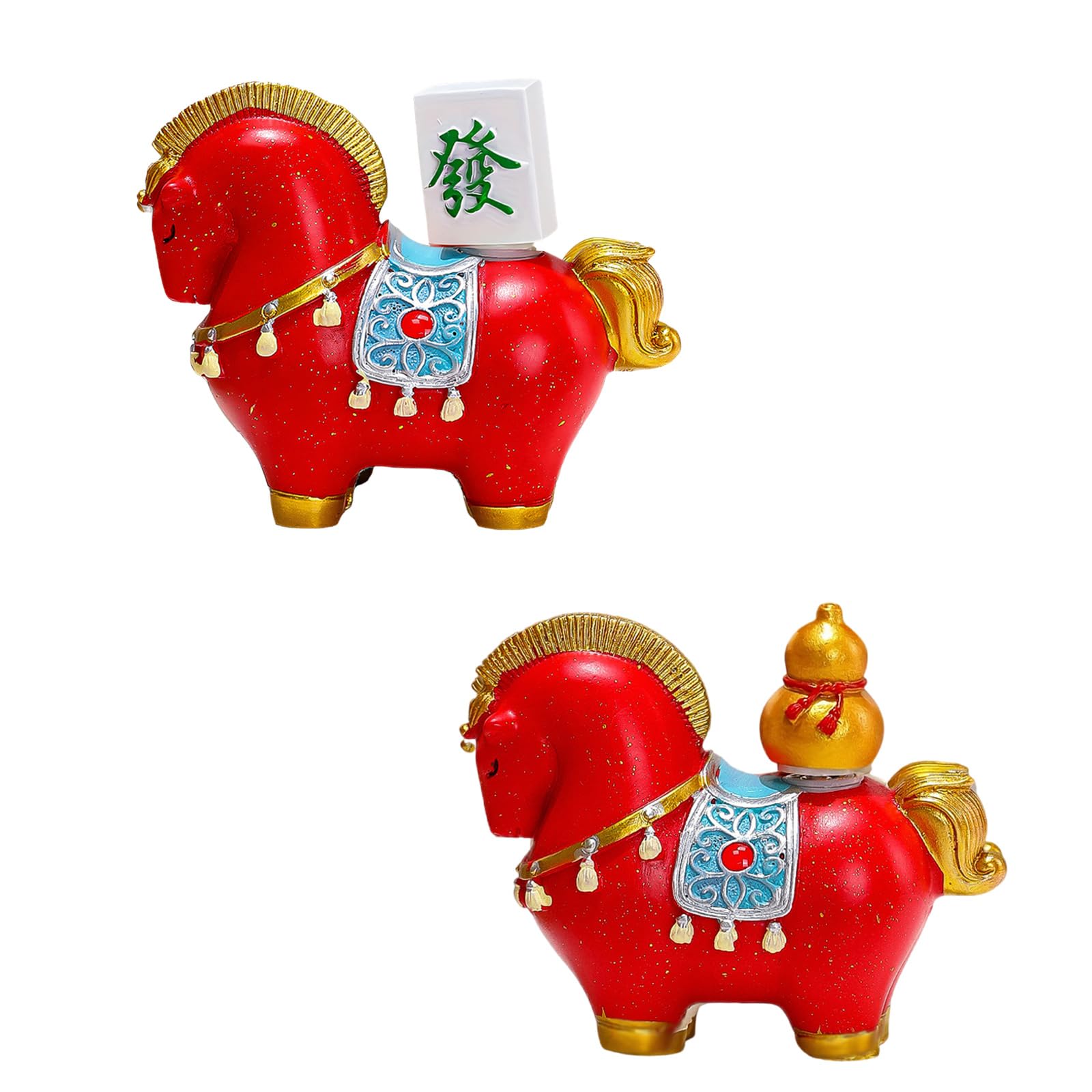 Carotoe B 2Pcs Vintage Horse Figurine Rotating Crafted Ornament Positive Energy Homes Offices Enhancement Whirling Luckily Horse Figurine Desktop Decoration