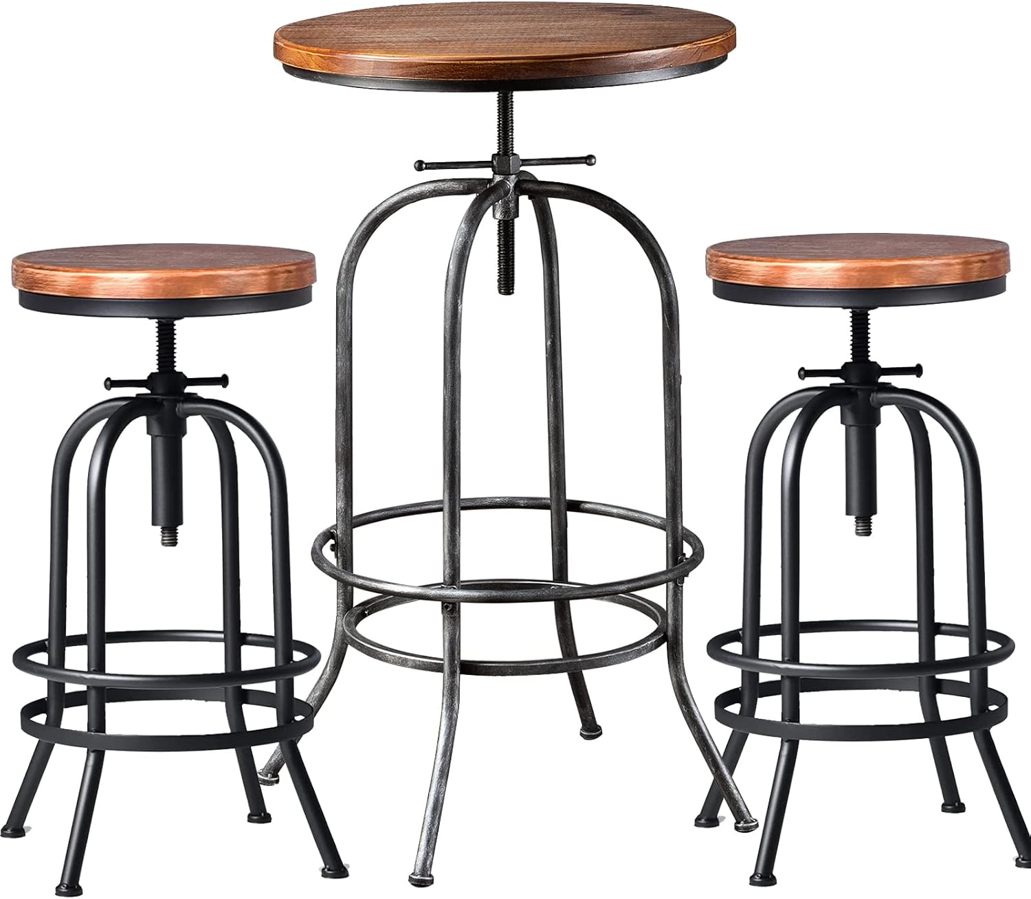 BOKKOLIK Industrial Bar Set of 3 Pieces Vintage Bar Table