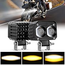 Nilight Motorcycle Driving Lights 2.5 inch White Amber Spot Beam Fog Light LED Pods IP67 Waterproof Auxiliary Offroad Lighting for Motorbike Dirt Bike e-Bike Scooter Snowmobile ATV UTV SUV Truck