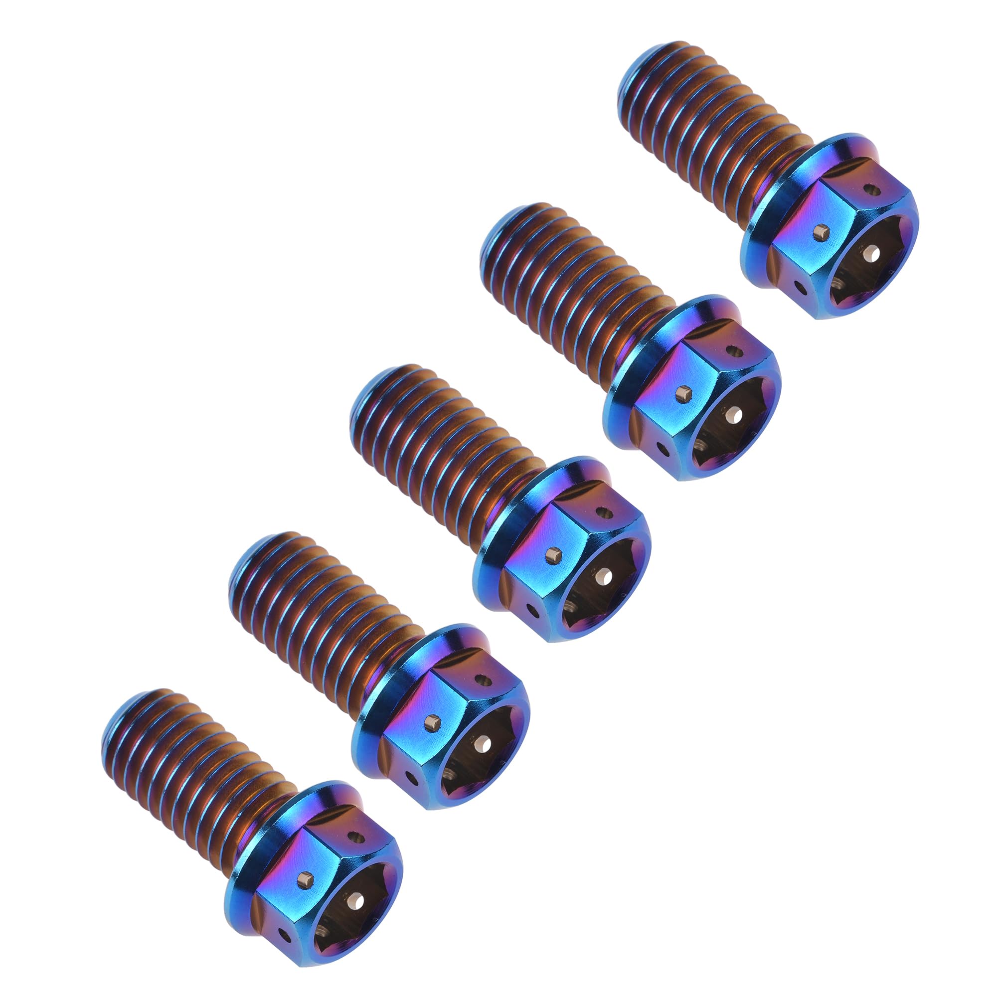 Ruifu Titanium M6 M8 M10 10 15 20 25 30 35 40 45 50 55 60 65 70 75 80 85 90mm Flange Allen Key Head Bicycle Bolts Screws Pack of 5 (Burn Blue, M10x30mm Pitch1.5)