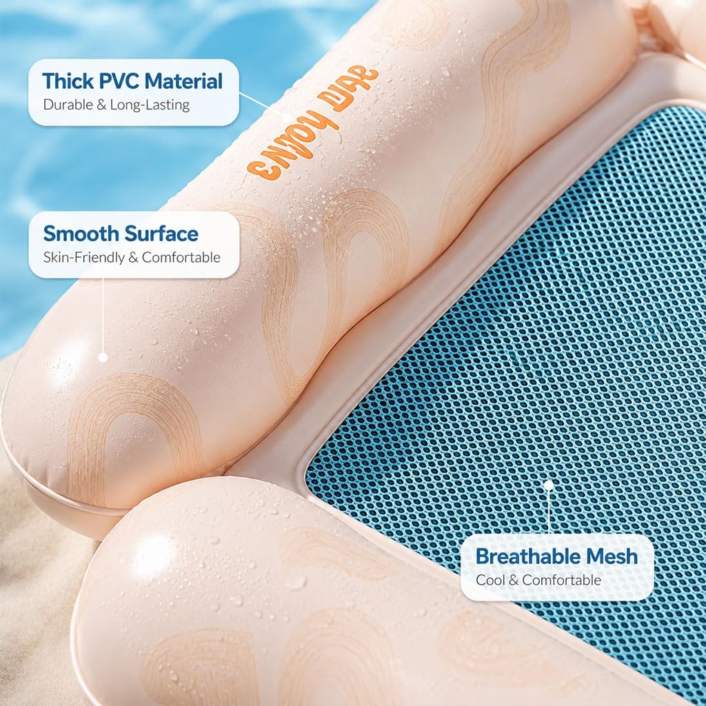 Flotador De Agua Lounge Inflable De PVC Grueso, Diseño De Flotabilidad Estable, con Centro De Malla
