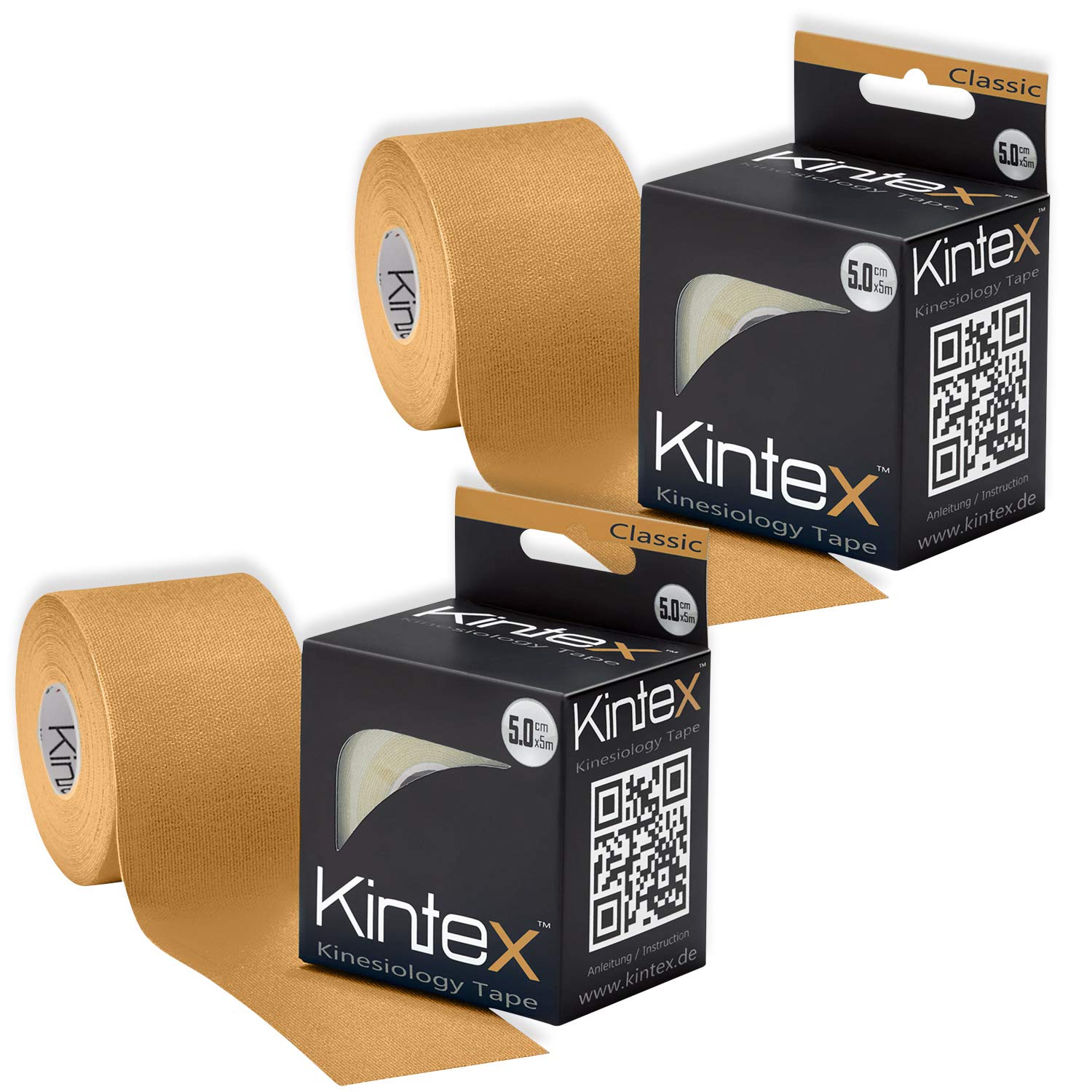 KintexKinesiology Classic Physio Therapy Tape 5 cm x 5 m Beige 2 Rolls