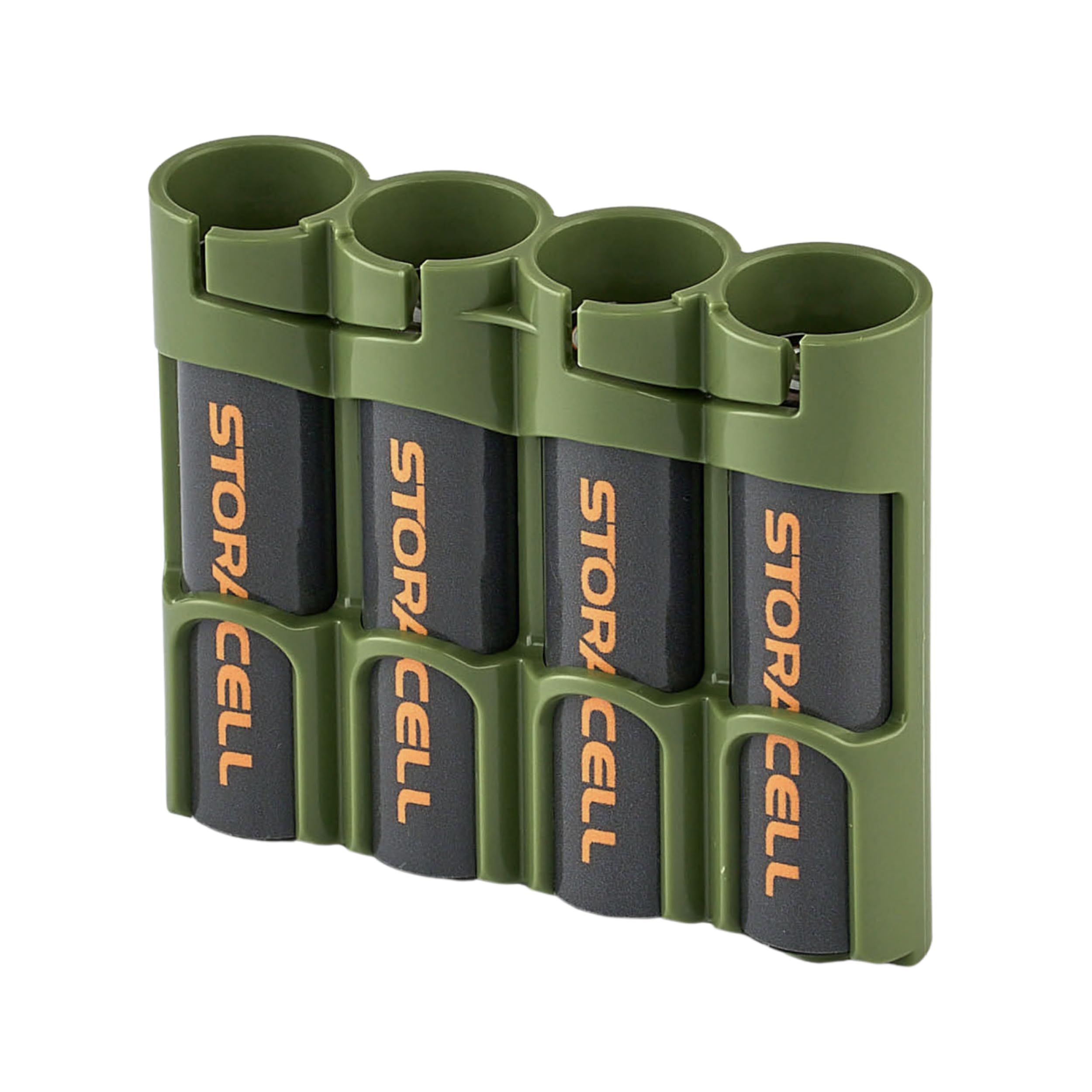 Storacell Slimline 18650-4 Military Green, Battery Storage Caddy and Dispenser, Holds 4 18650 Batteries (Not Included), Durable & Compact Design, The