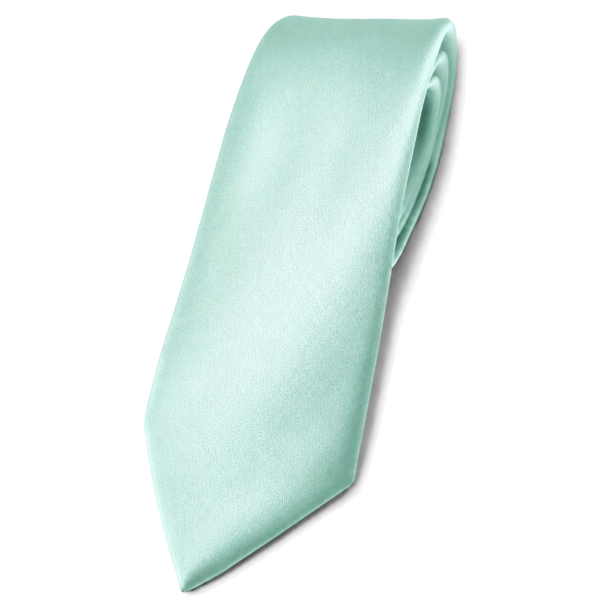 TigerTie narrow Satin tie necktie mint blassmint green monochrome Polyester