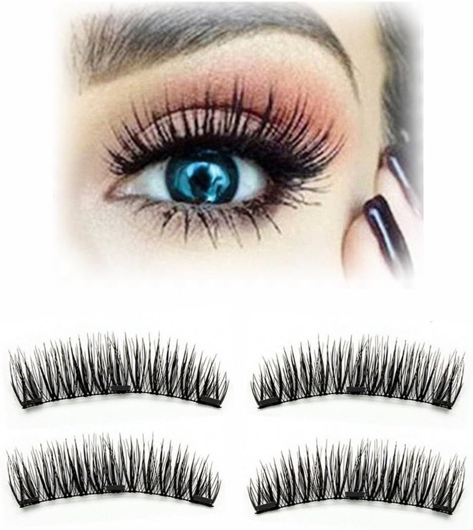 Ufar False Eyelashes Natural Look, [2018 Upgraded ] Three Magnets Full Strip Easy to Apply, Triple Magnetic Fake Eye Lashes Extensions Full Size GLUE FREE Reusable Hand Made Ultra Thin