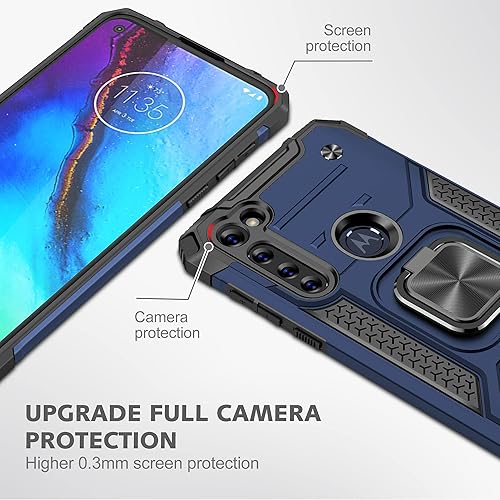 Miniatura 6 de Asuwish compatible con Moto G Power 2020 funda y protector de pantalla de vidrio templado accesorios de celda híbrido anillo soporte soporte soporte