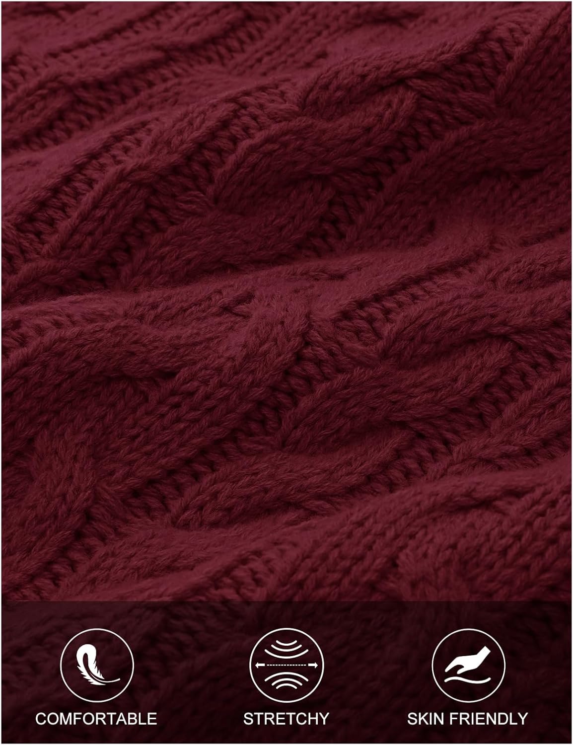 MEROKEETY Womens Fall Cable Knit Sweaters 2025 Long Lantern Sleeve Crewneck Chunky Loose Pullover Tops Winter Clothes - Image 4