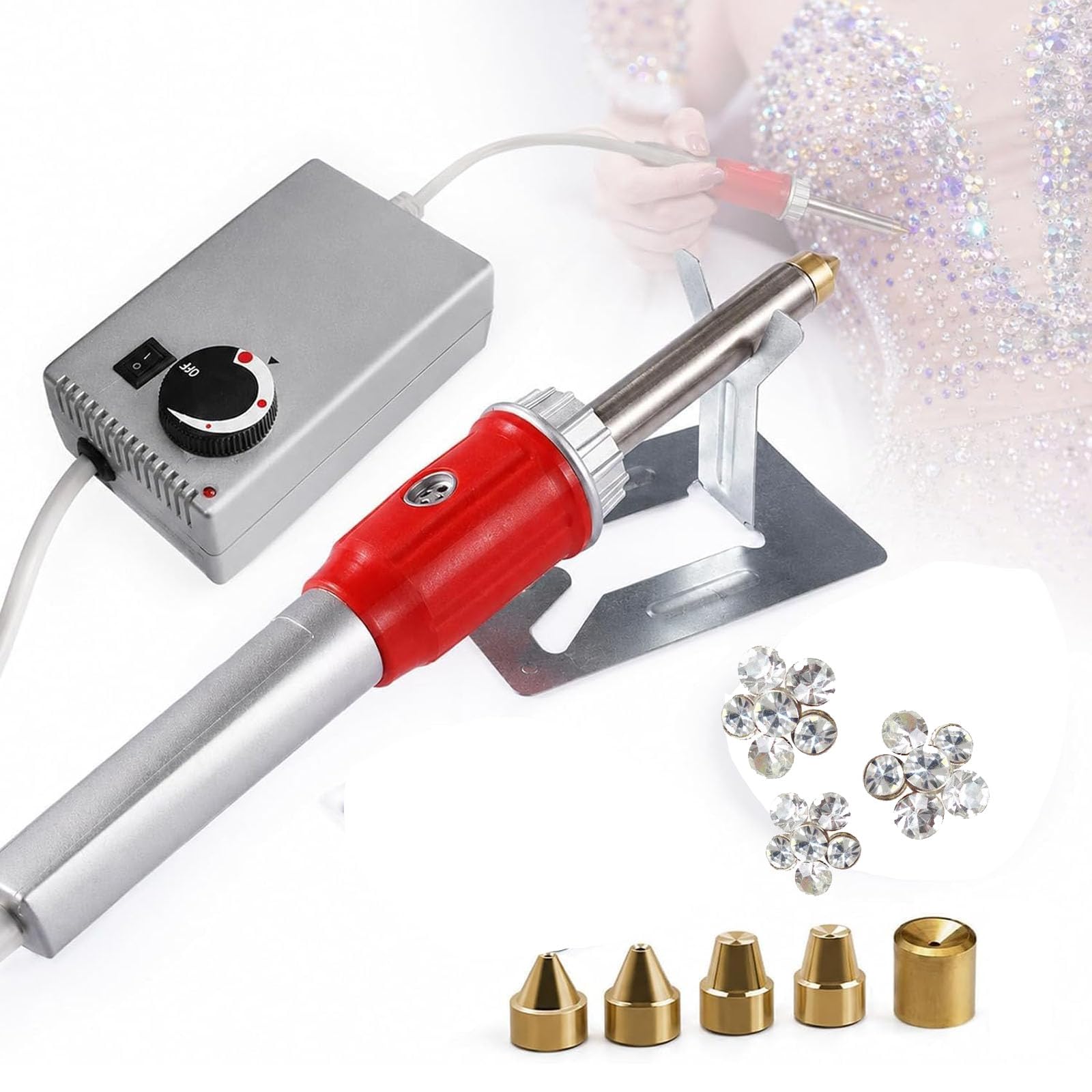 Máquina De Colocación De Diamantes De Imitación Al Vacío, Aplicador Termoadhesivo Autocebante Con 4 Puntas Intercambiables, Temperatura Ajustable, Rango De 1 A 8 Mm, Para Ropa, Zapatos, Bolsos