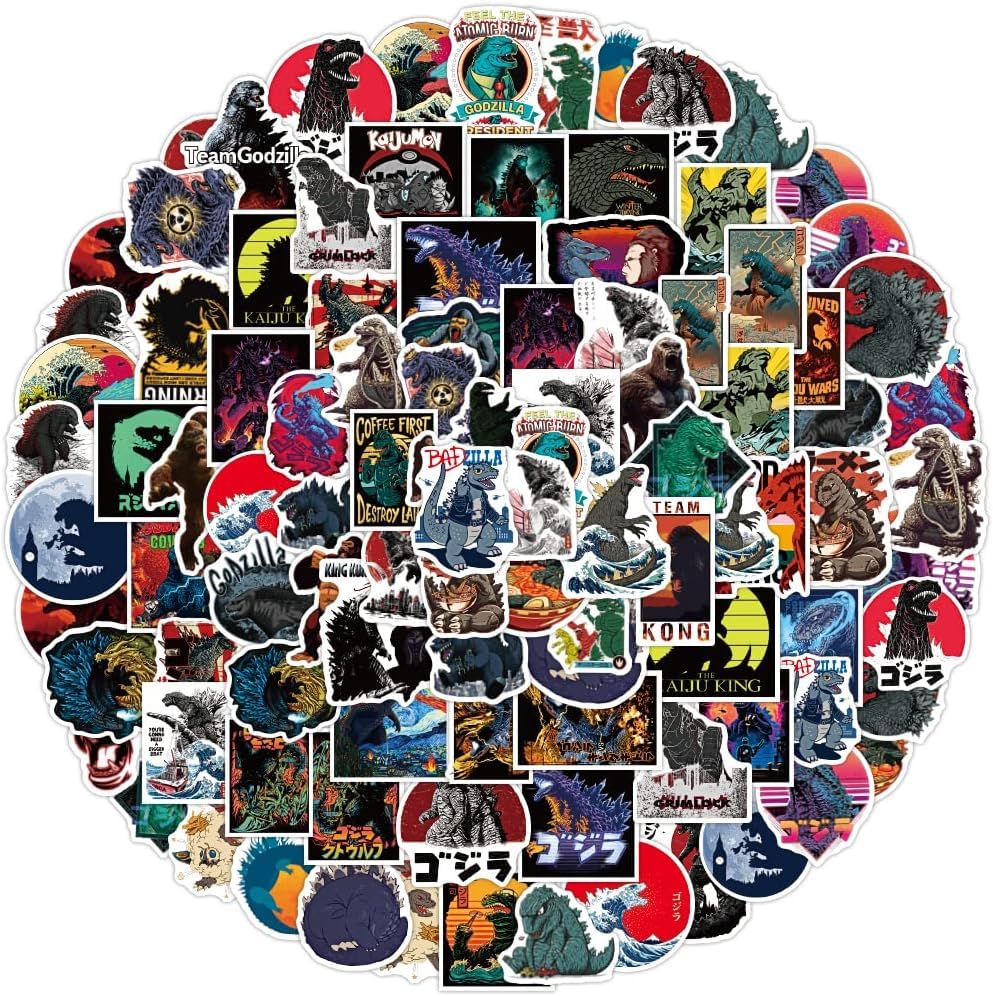 Godzilla Aufkleberpackung von 100 PCs Vinyl Godzilla Aufkleber Godzilla Abziehbilder für Wasserflaschen Laptops Hydro -Flocken Gepäck -Skateboard -Skateboard -Haften Teenager Erwachsene