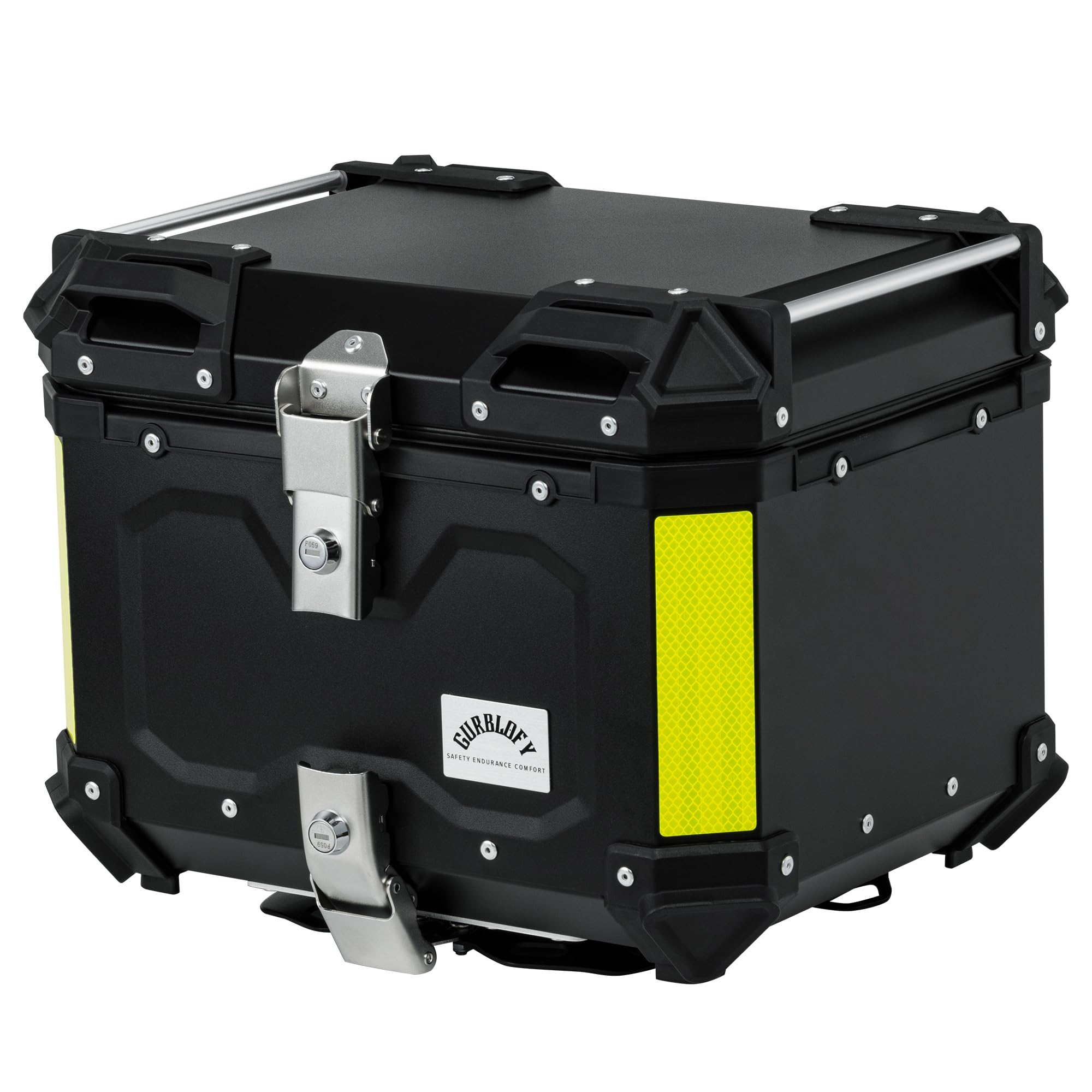 Motorcycle Top Case, 45L Aluminum Motorcycle Trunk, Motorcycle Tail Box Bag with Anti-Theft Lock System, Waterproof, Rustproof and Dustproof, Easy Installation with Universal Bracket, Black