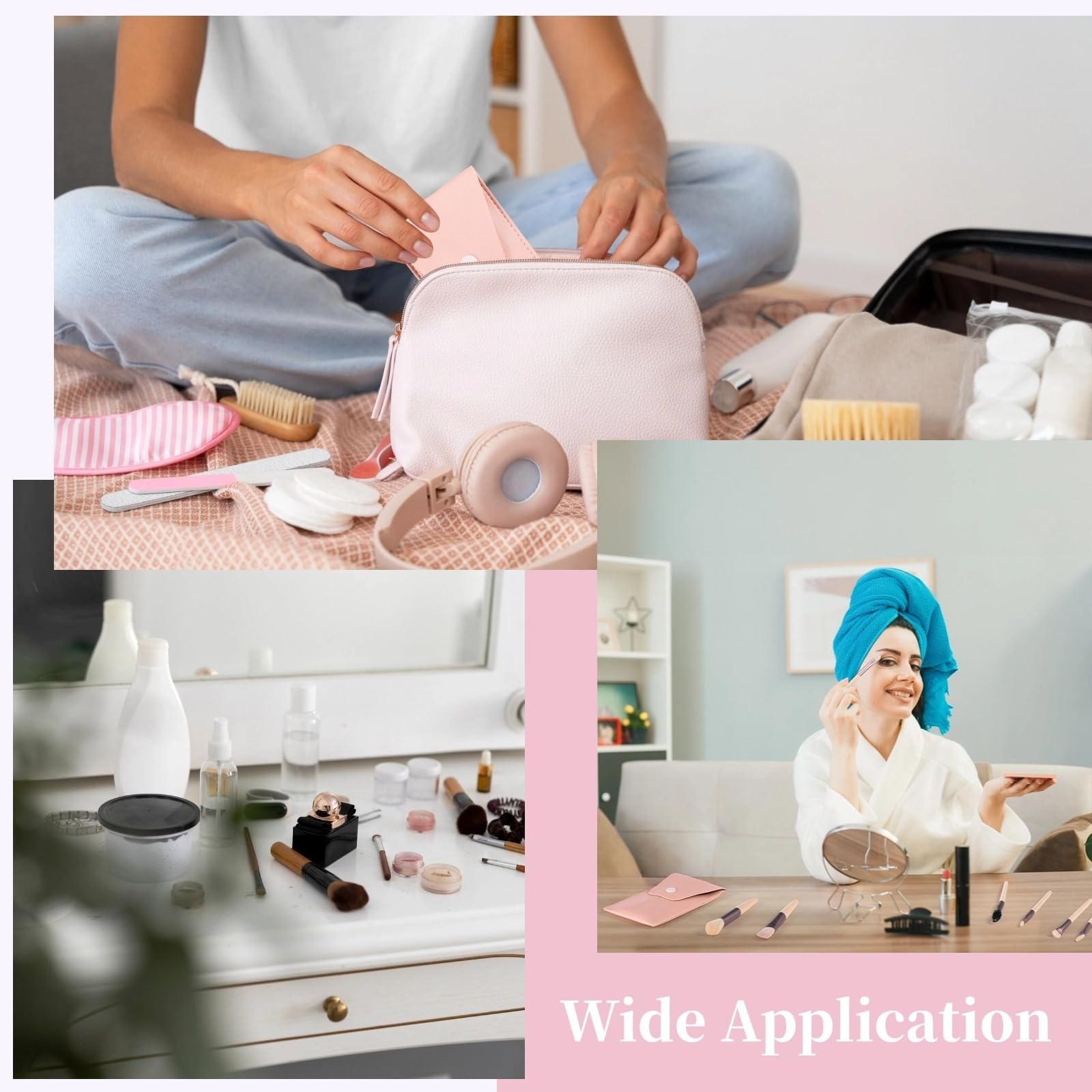 12 Sets Make-up Pinsel für Reisen, Pinselbeutel mit 8 Pinseln, Geschenk für Brautjungfern, Kunstfaser Pinselset für Gesicht, Rouge und Lidschatten, tragbar für Hochzeiten und Partys