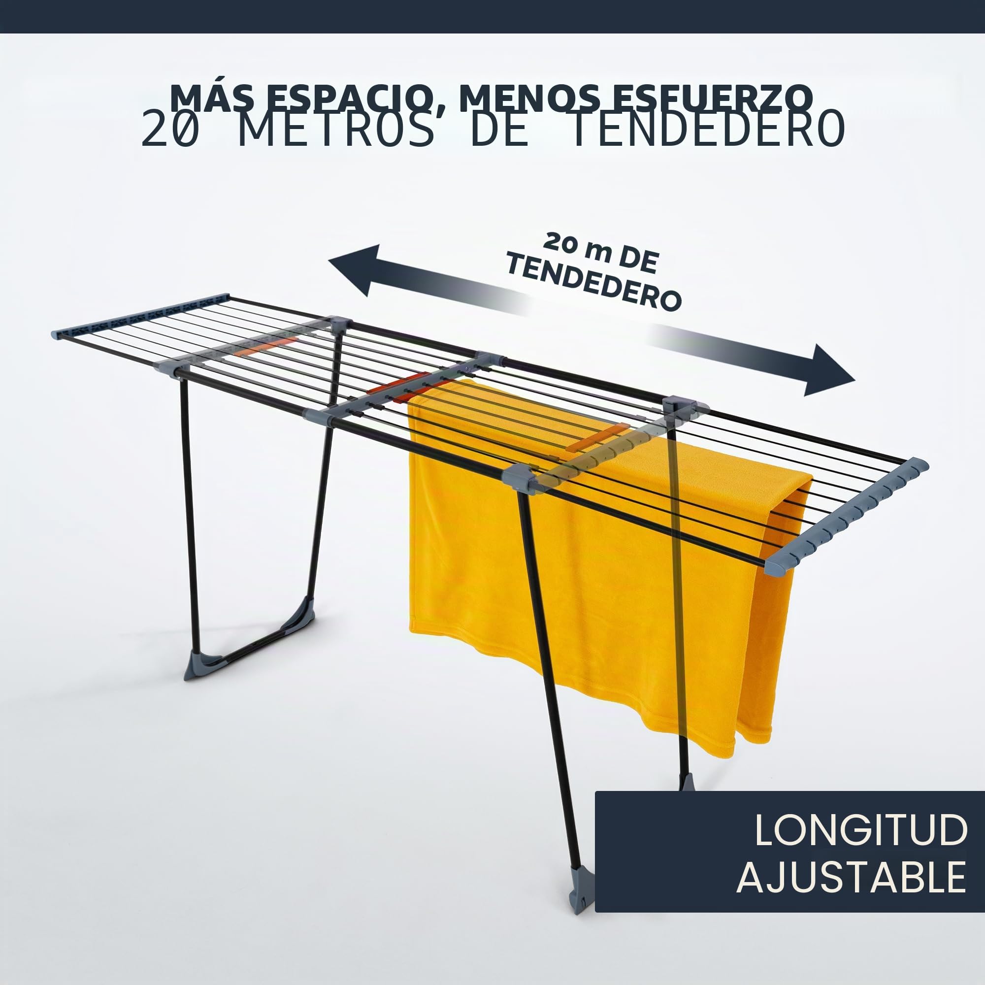 Tendedero con alas – Tendedero Inspirador con Superficie de Secado de 18 m, diseño XXL en Azul, para amas de casa, hogar, tendedero Exterior, Ahorra Espacio (Negro Phoenix)