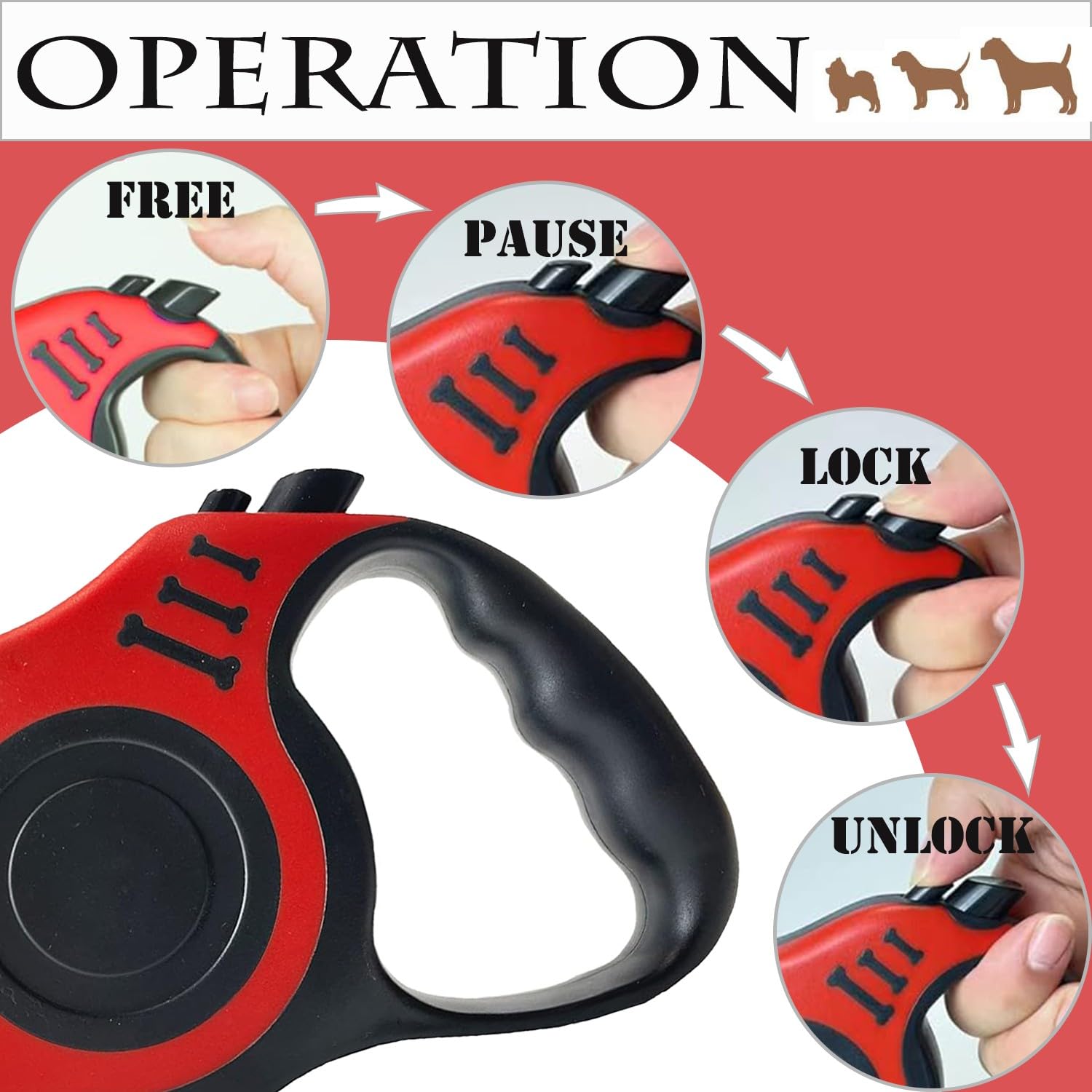 Denipry Retractable Dog Lead, 16FT Automatic Telescopic Tractor Nylon Tape - Image 3
