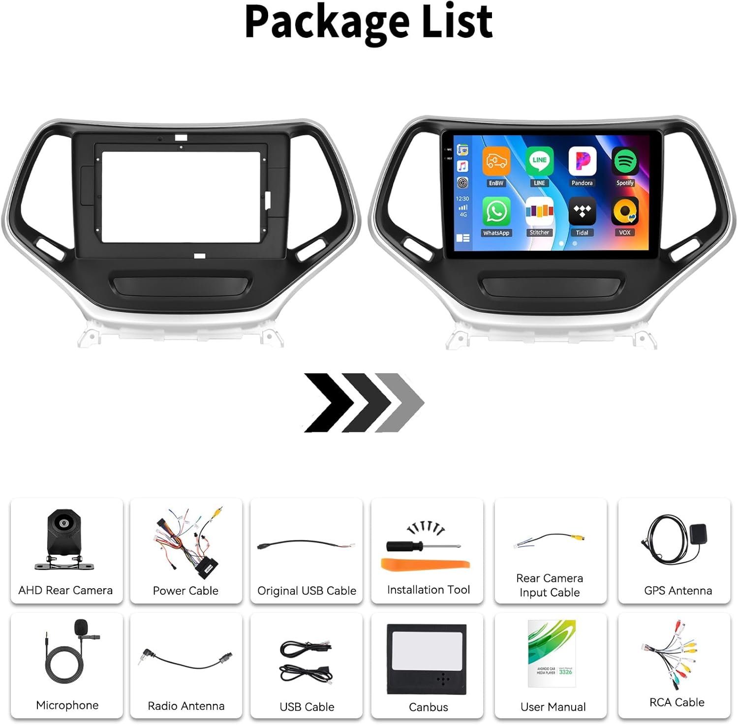 [4+128G] Android 15 Car Radio Stereo for Jeep Cherokee 2013-2018 with Wireless Carplay&Android Auto,10.1 Inch Car Radio with Mirror Link Bluetooth FM/RDS WiFi GPS EQ DSP SWC+AHD Backup Camera