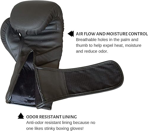 Miniatura 6 de Steel Sweat Guantes de boxeo, guantes de entrenamiento para perforar, sparring, kickboxing y Muay Thai, hombres y mujeres, Senshi Black