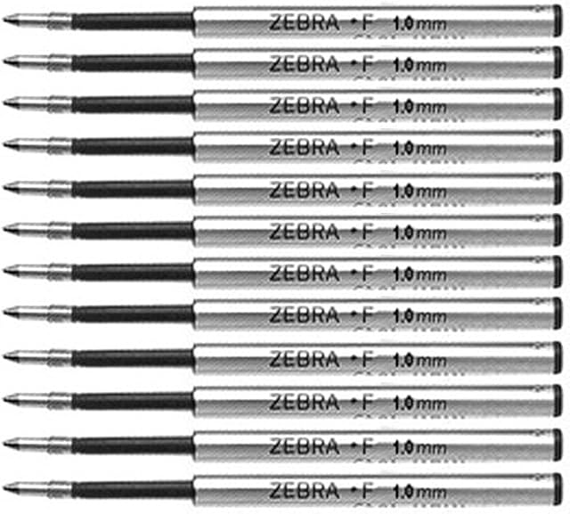 Zebra F Refill Ballpoint Pen for F-301, F-701, Expandz & Spiral. Pack of 12 Black