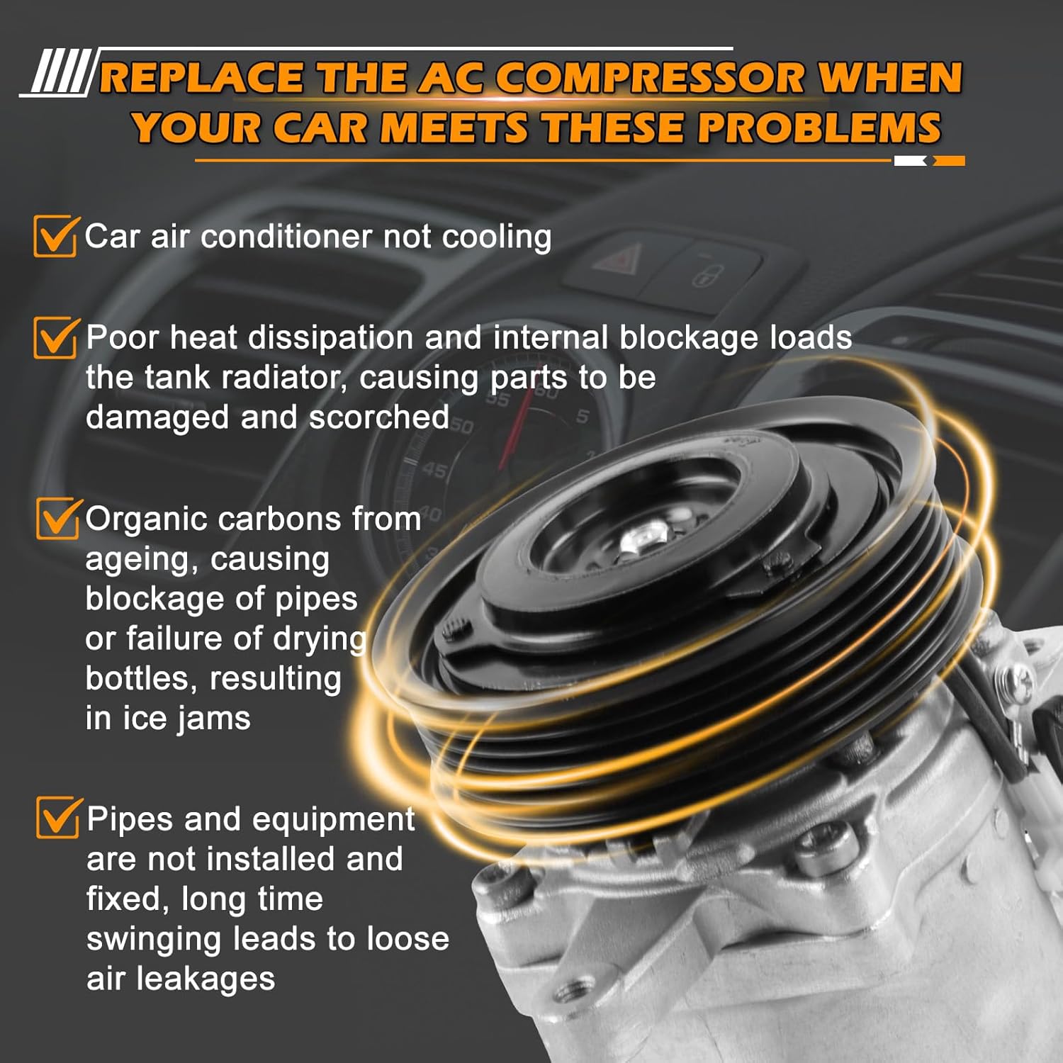 6PK 3P999-00620 3P99900620 Air Conditioning Compressor SVO7E 447280-3050 447280-3080 AC Compressor with Clutch Assy for Kubota M135GX GXDTC M13 Replacement Part