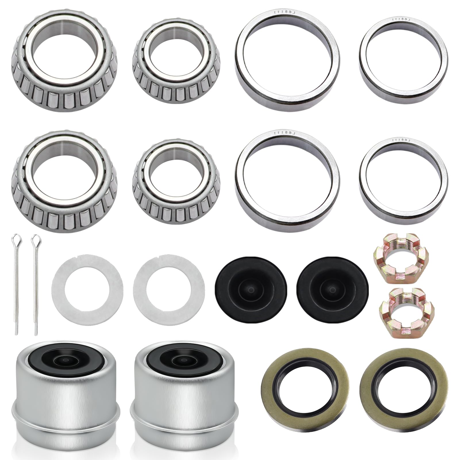 4 Sets Trailer Wheel Hub Bearing Kits For 3500Lb Axle – 1.719" Spindle, L44649/L68149