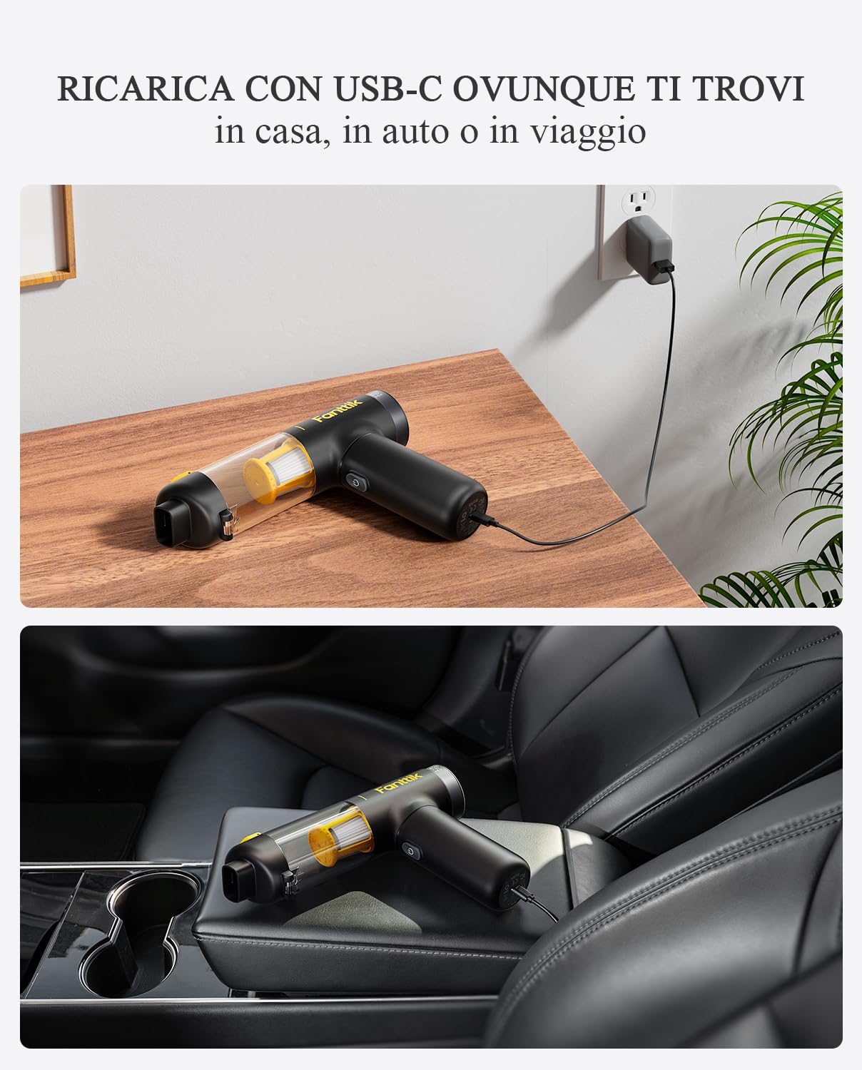 Fanttik Slim V10 Mix Aspirabriciole per auto senza fili, 16kPa, Display LED Intelligente a Colori, 4 in 1 Aspirapolvere e Soffiatore d'aria e Pompa ad Aria e Pompa Sottovuoto