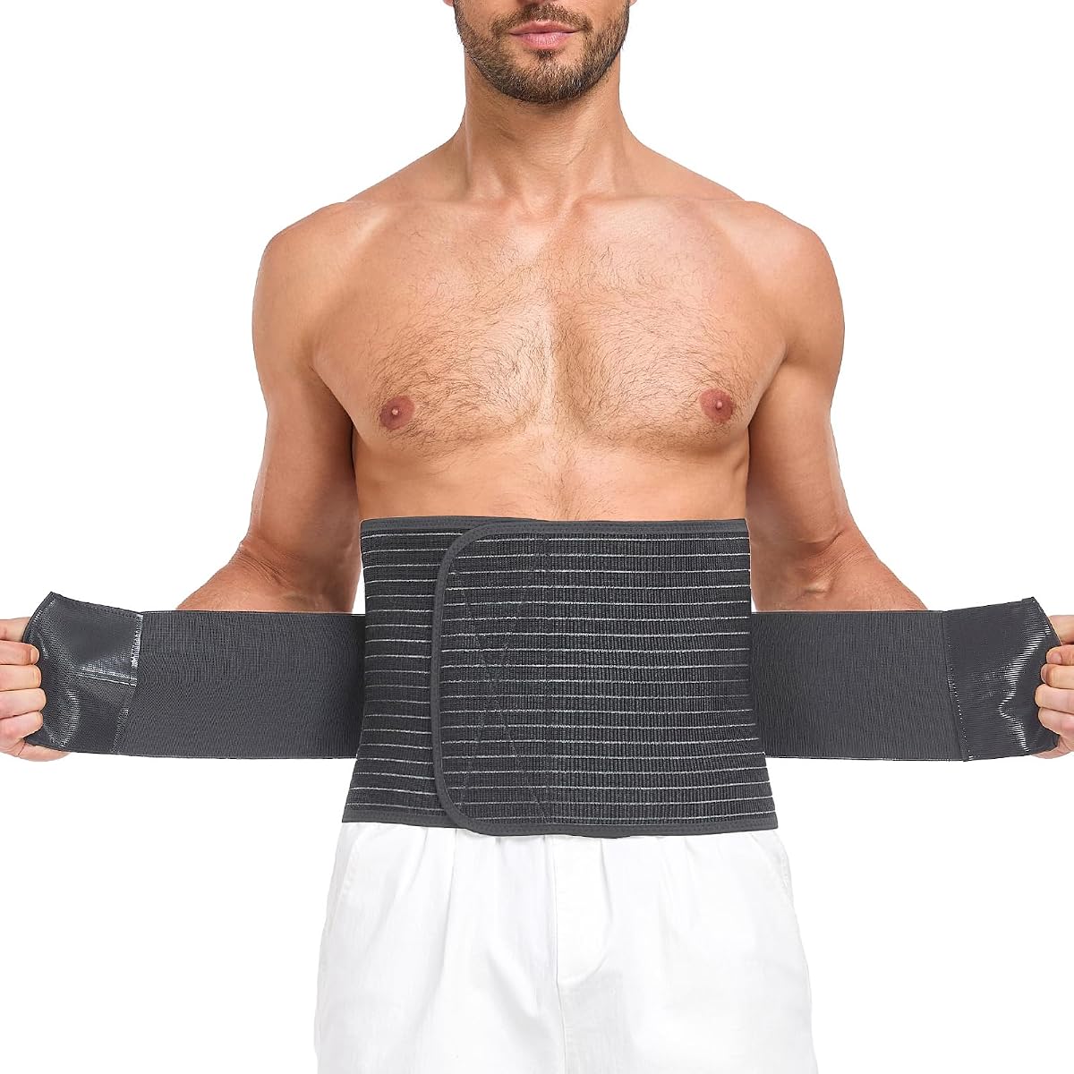 Abdominal Binder for Men Women Post Surgery & Postpartum Recovery | Hernia Support Belt Waist Trainer for Men Adjustable Compression Wrap (Black,XL)