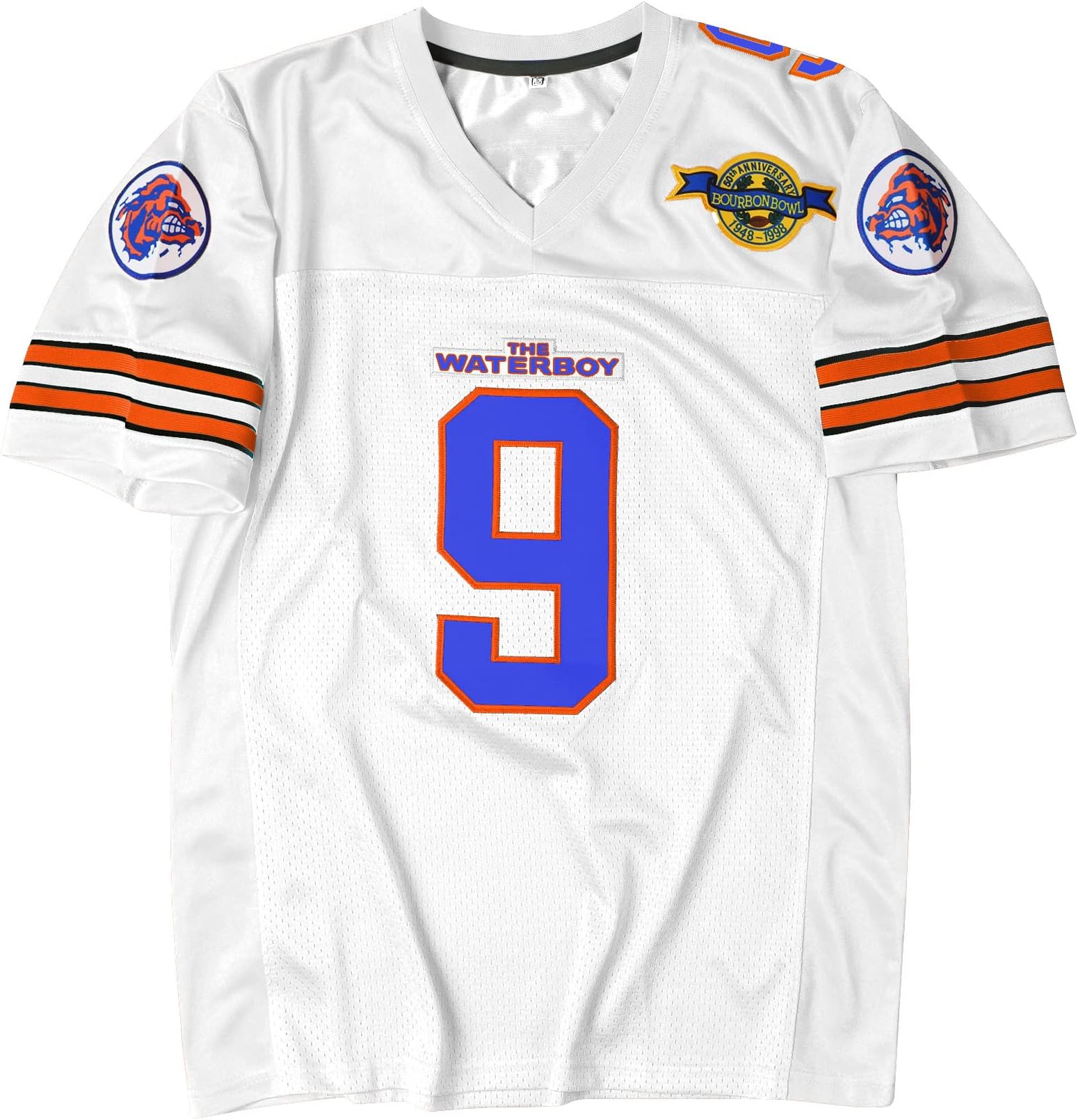 90s Football Jersey for Party,Bobby Boucher #9 The Waterboy Sandler 50th Anniversary Movie Football Jersey, White, X-Large