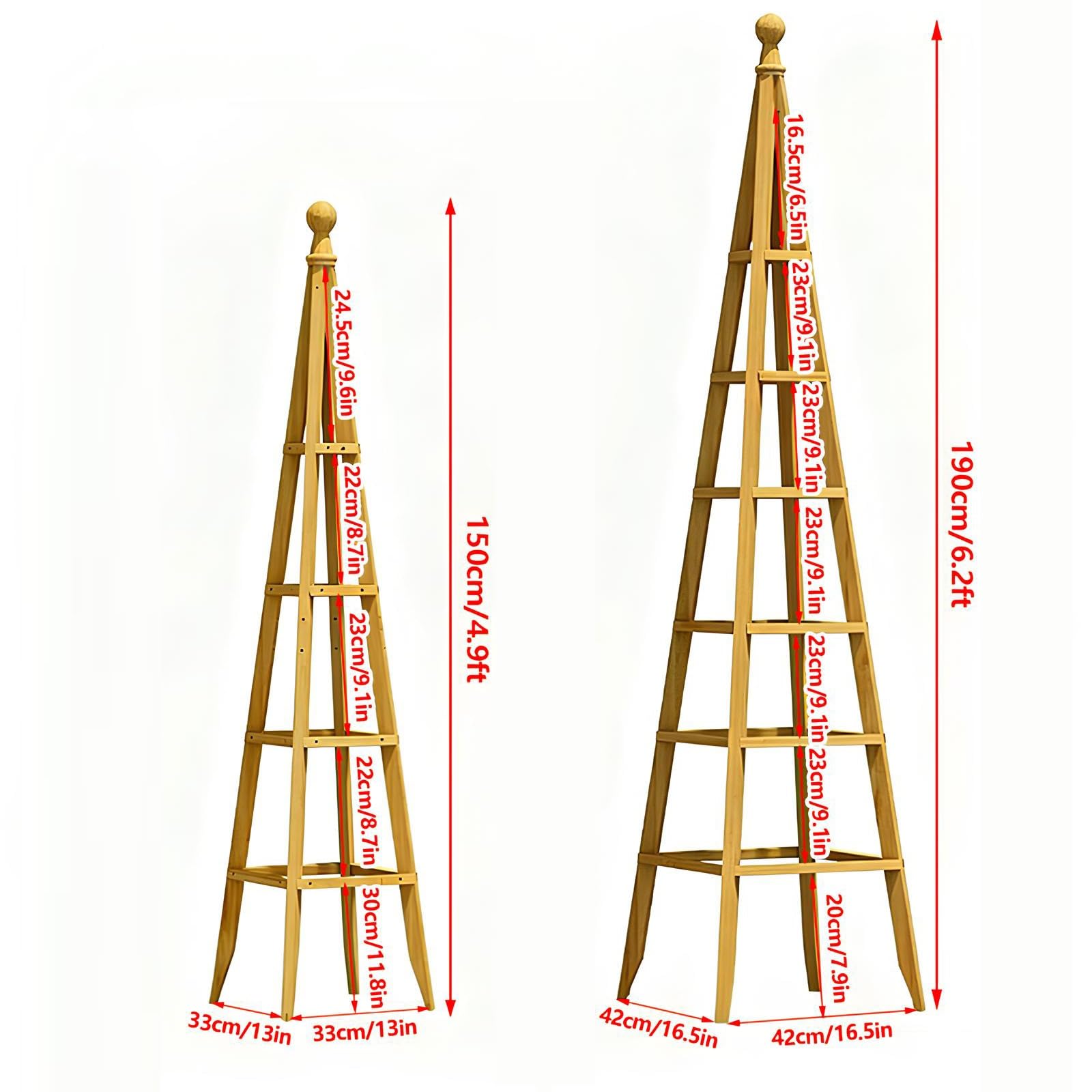 Grande Obelisco Enrejado de Jardín de Madera - 150cm / 190cm Soporte para Plantas Trepadoras y Rosas - Resistente y Fuerte Decoración de Jardín Ornamenta(Blue,150x33x33cm)