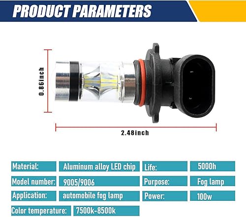 Miniatura 2 de Paquete de 2 bombillas LED antiniebla 90059006 para automóvil, luces de haz bajo de 12 V, 100 W, luz delantera de 6500 K, luces de circulación