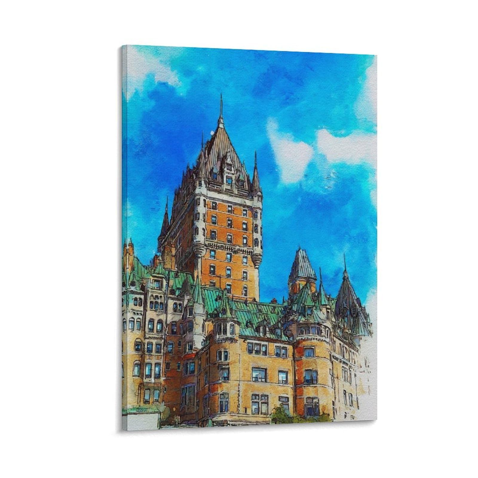 Lcynnh Frame-Style Quebec Canada 12X18inch(30X45cm) Vintage Travel Poster Watercolor Canvas Art