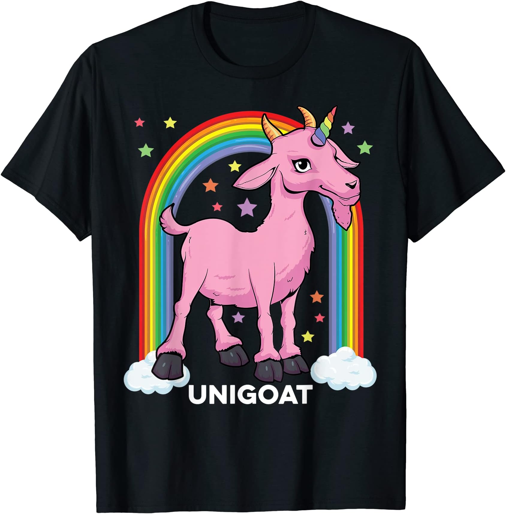 UniGoat Goat Unicorn Believe Cute Magical Farmer Rainbow T-Shirt