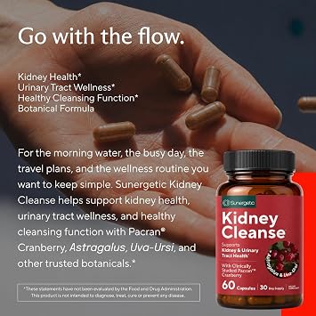 Premium Kidney Cleanse Supplement Powerful Kidney Support Formula With Cranberry and Astragalus- Helps Support Healthy Kidneys & Urinary Tract Support - Kidney Cleanse Detox & Repair 60 Capsules