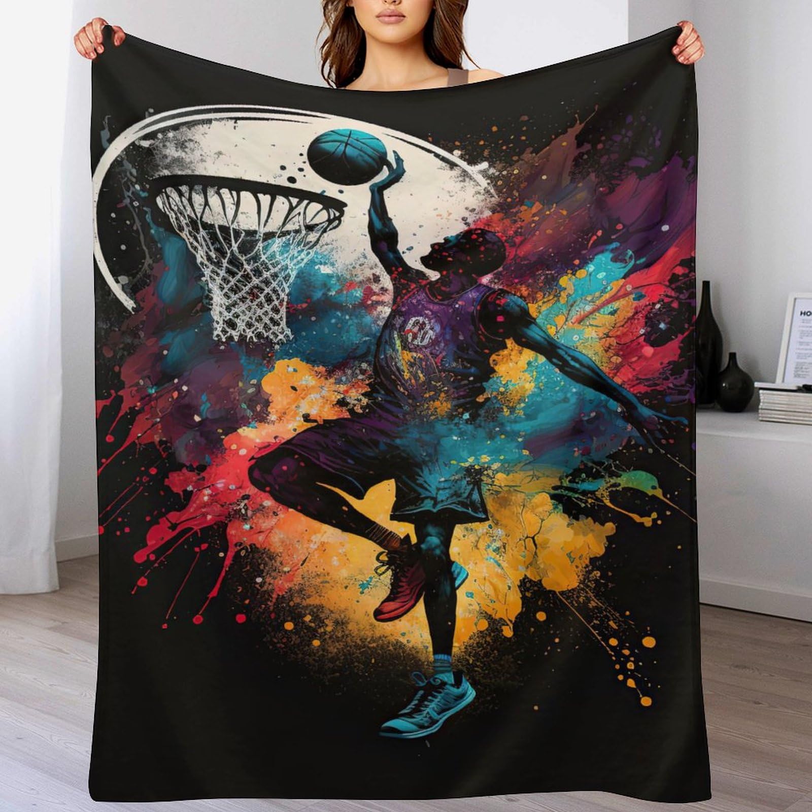 Manta de forro polar extrasuave con diseño de astronauta de alta densidad