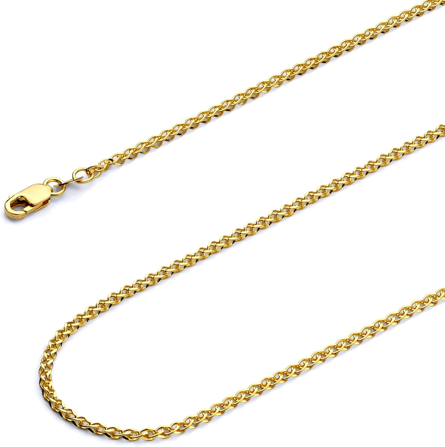 Wellingsale 14K Solid Gold Open Wheat Chains (Select Options)