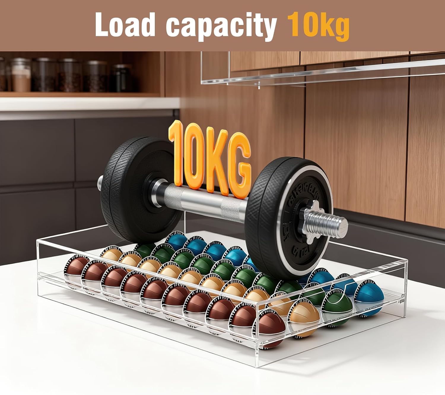 Jumyee Acrylic Coffee Pod Holder Storage Drawer, Clear 40 Pods Coffee Capsule Organizer for Countertop, Pod Holder for Coffee Pod and Espresso Machines