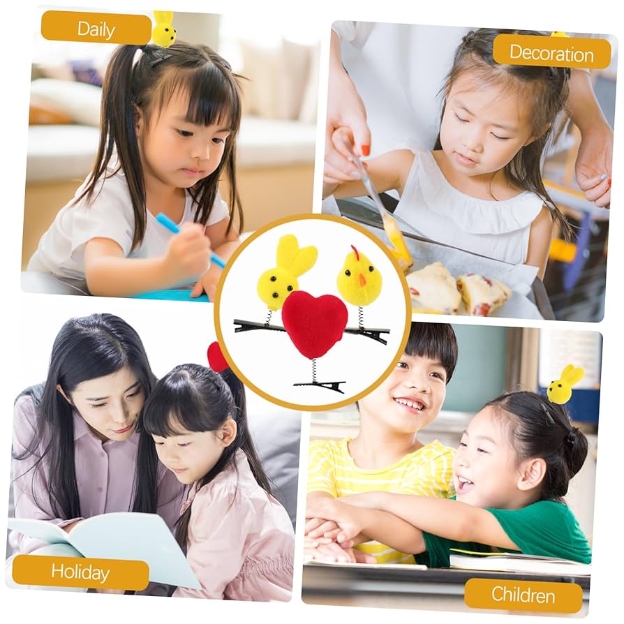 ⓝⓔⓦ【ぽちゃニワトリ＆ヒヨコ】ベビーヘアクリップ　キッズヘアクリップ　ヘアゴム Amazon | OUNONA 30個 カード発行 ボビークリップ イースター