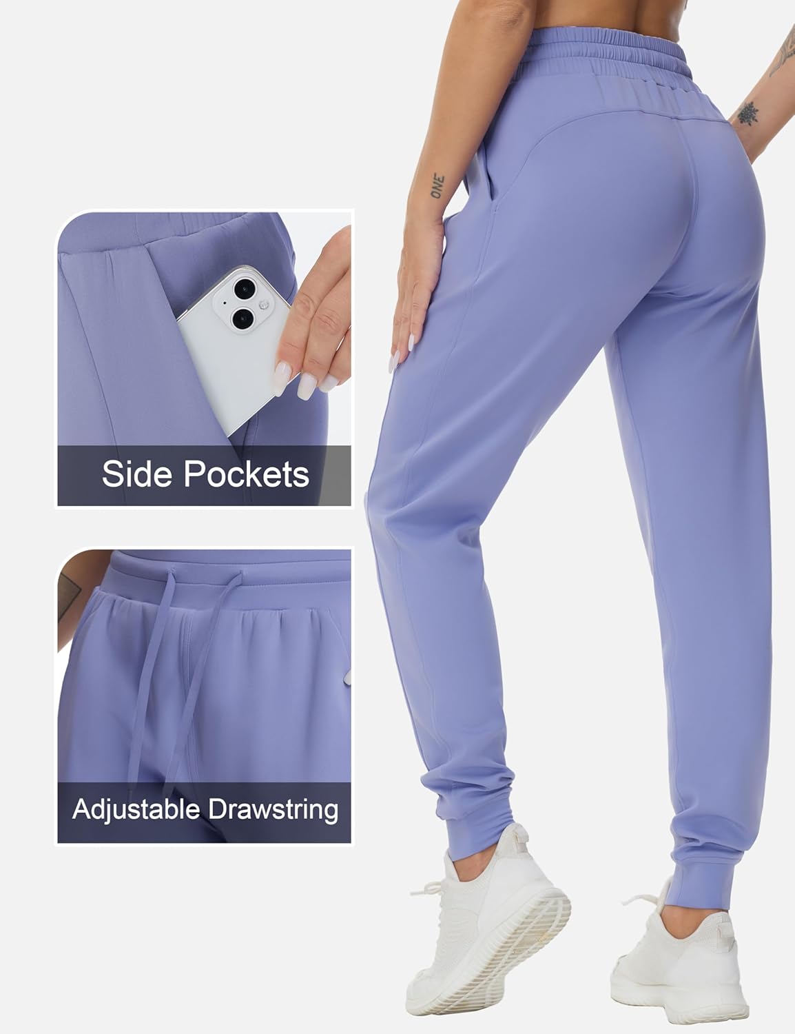 THE GYM PEOPLE Women's Workout Joggers Leggings Drawstring Running Lounge Sweatpants Tapered Pants with Pockets - Image 4