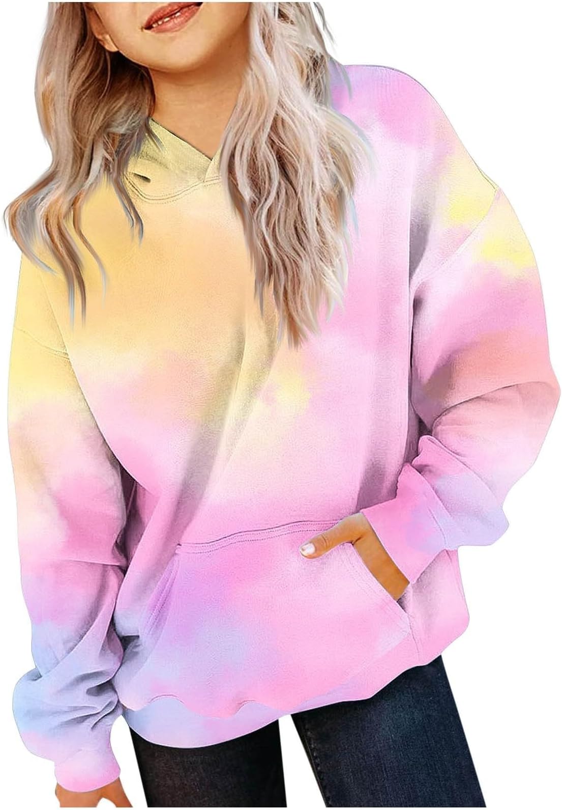 Cute Hoodies For Girls Tie Dye Oversized Pullover Sweatshirts Long Sleeve Trendy Shirts Preppy Clothes 2-14 Years