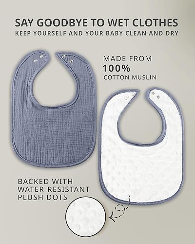 Miniatura 2 de Baberos de muselina unisex para niñas y niños, paquete de 4 baberos 100% algodón para babeo y dentición, 0-36 meses, regalos para bebés, regalos de